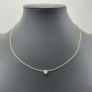 Dyadema 925 Italy Sterling Silver Solitaire Floating CZ Pendant Necklace Vermeil